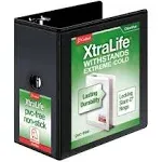 Cardinal XtraLife ClearVue Non-Stick Locking Slant-D Ring Binder, 6", Black