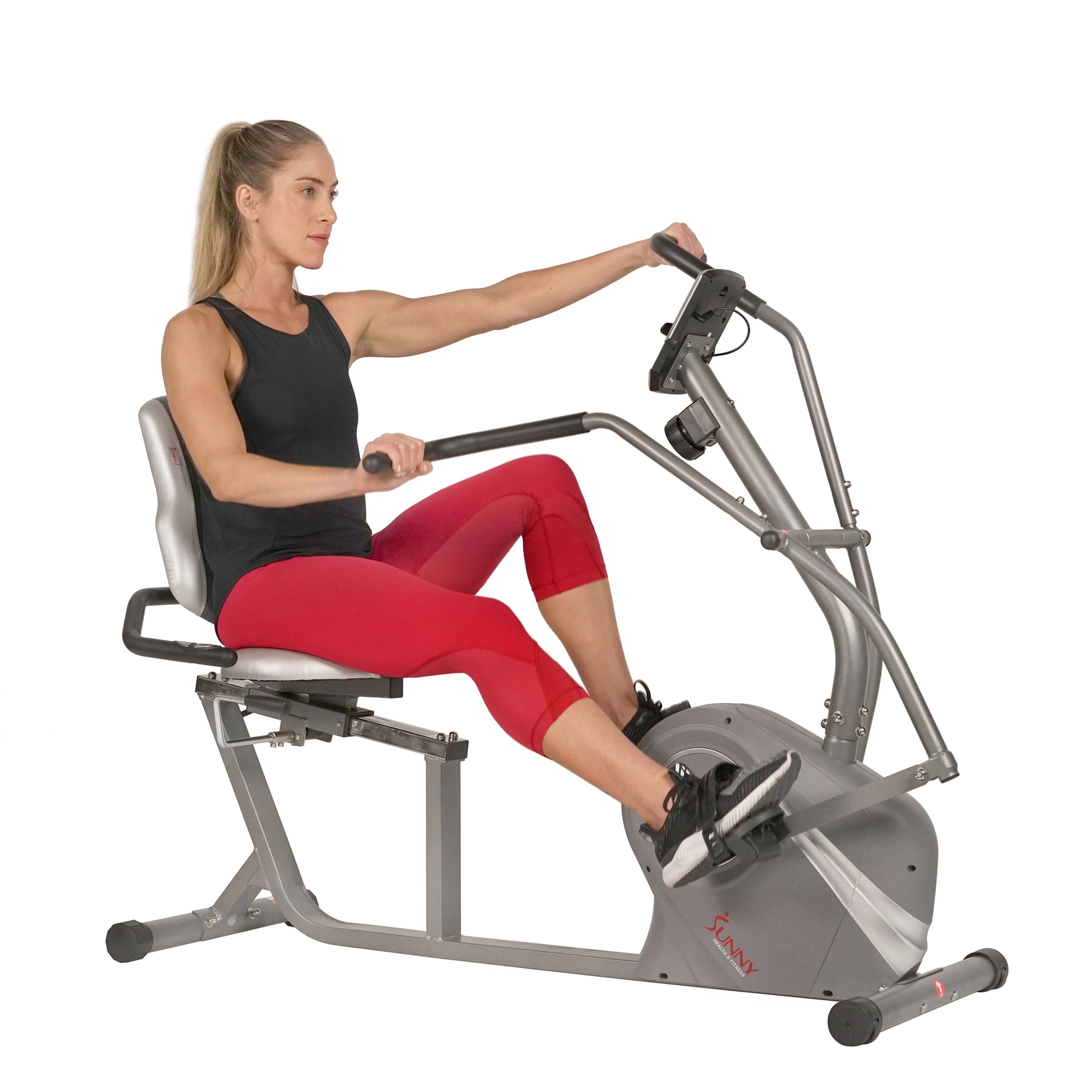 Sunny Health & Fitness Cross Trainer Magnetic Recumbent Bike with Arm Exercisers - SF-RB4936