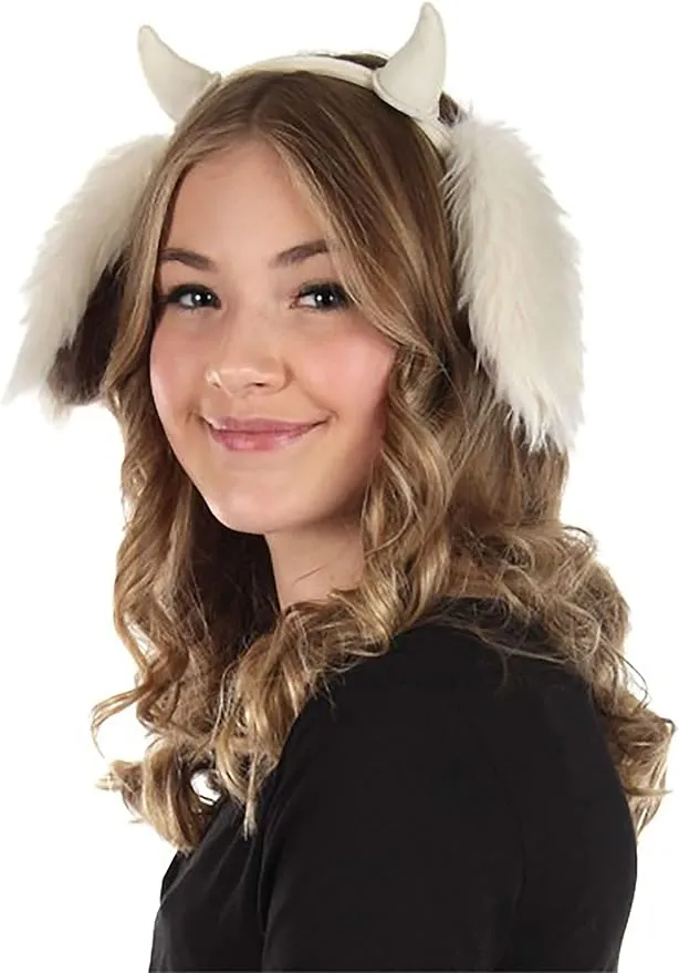 elope Goat Ears Costume Headband for Kids - Faux Fur Headband with Stuffed Horns and Ears