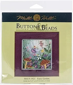 Mill Hill Buttons & Beads Counted Cross Stitch Kit 5"X5"-Fairy Garden (14 Count)