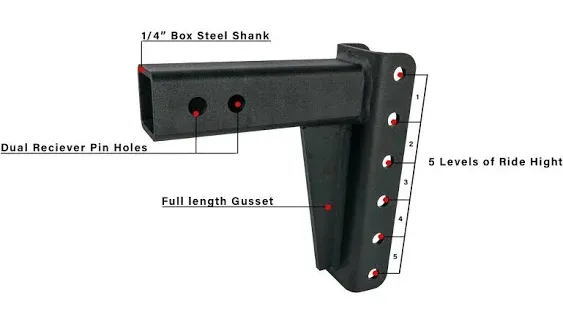 BulletProof Hitches™ - 2.5&#034; Medium Duty 6&#034; Drop/Rise Hitch