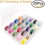 New brothread 25pcs Assorted Colors 70D/2 (60WT) Prewound Bobbin Thread Plastic Size A SA156 for Embroidery and Sewing Machine DIY Embroidery Thread Sewing Thread