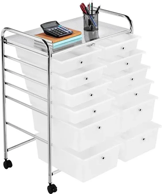 Yaheetech 12-Drawer Storage Cart Organizer with Lockable Wheels