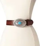 Ariat Women's Western Belt with Turquoise Buckle, Brown