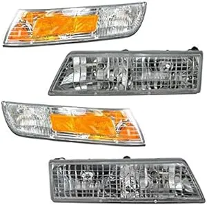 Headlight and Side Marker Kit 4 Piece Set - Compatible with 1995-1997 Mercury Grand Marquis