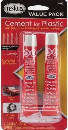 Testors 3509C Testors Plastic Cement Value Pack Includes 4 precision glue tips