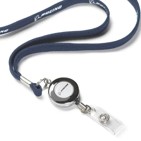 Boeing - Navy Printed Retractable Lanyard