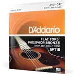 D'Addario EFT15 Flat Tops Phosphor Bronze Acoustic Guitar Strings, 10-47