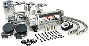 VIAIR 444C Dual Air Compressor for Air Suspension (2 Pack) 12V Continuous Duty Cycle Compressor for Air Tanks, Bags & Air Horns 200 PSI (Chrome)