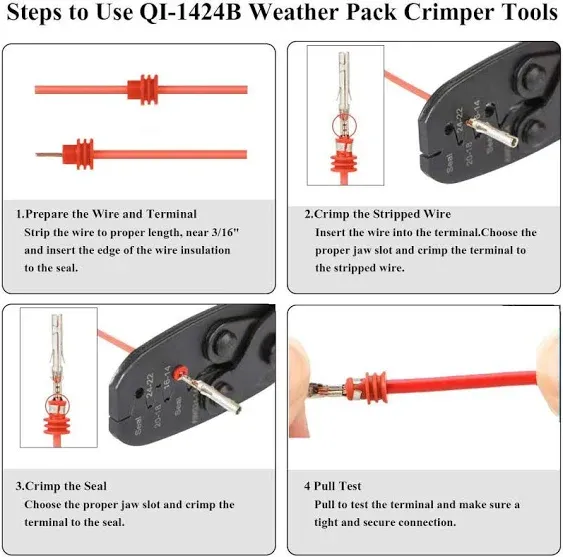 Qibaok Weather Pack Crimper Tools Waterproof Connectors Crimping Tool for Delphi Packard Weather Pack Terminals or Metri-Pack Connectors