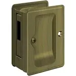 Deltana SDAR325U5 HD Pocket Lock, Adjustable, 3-1/4" x 2-1/4" Sliding Door Receiver - Antique Brass