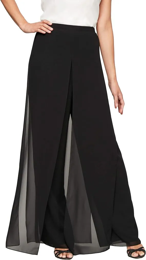 Alex Evenings Wide-Leg Carwash Pants - Black