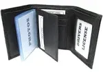 MENS BLACK LEATHER WALLET LAMB CLASSIC TRIFOLD  731