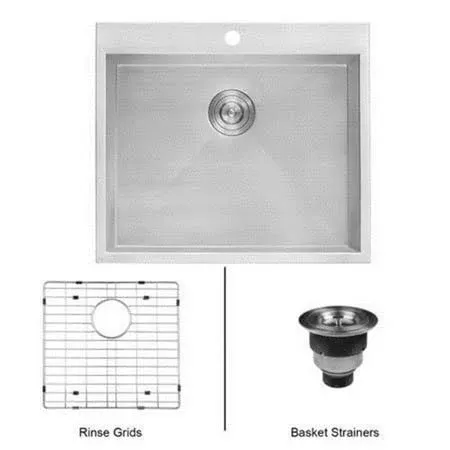 Ruvati RVU6015 Topmount Laundry Utility Sink 25 x 22 x 12 inch Rounded Corners Deep Stainless Steel