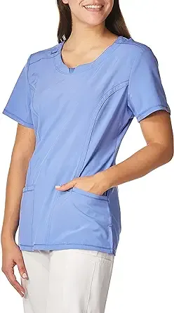 Infinity Cherokee Round Neck Nurse Scrub Tops for Women with 3 Pockets 360 Stretch & Wrinkle-Resistant 2624A