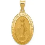 14K Yellow Gold Miraculous Medal Oval Pendant