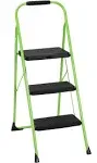 Three Green Folding Step Stools with Rubber Grips Strong and Durable