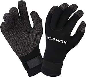 XUKER Water Gloves, 3mm & 5mm Neoprene Five Finger Warm Wetsuit Winter Gloves for Scuba Diving Snorkeling Surfing