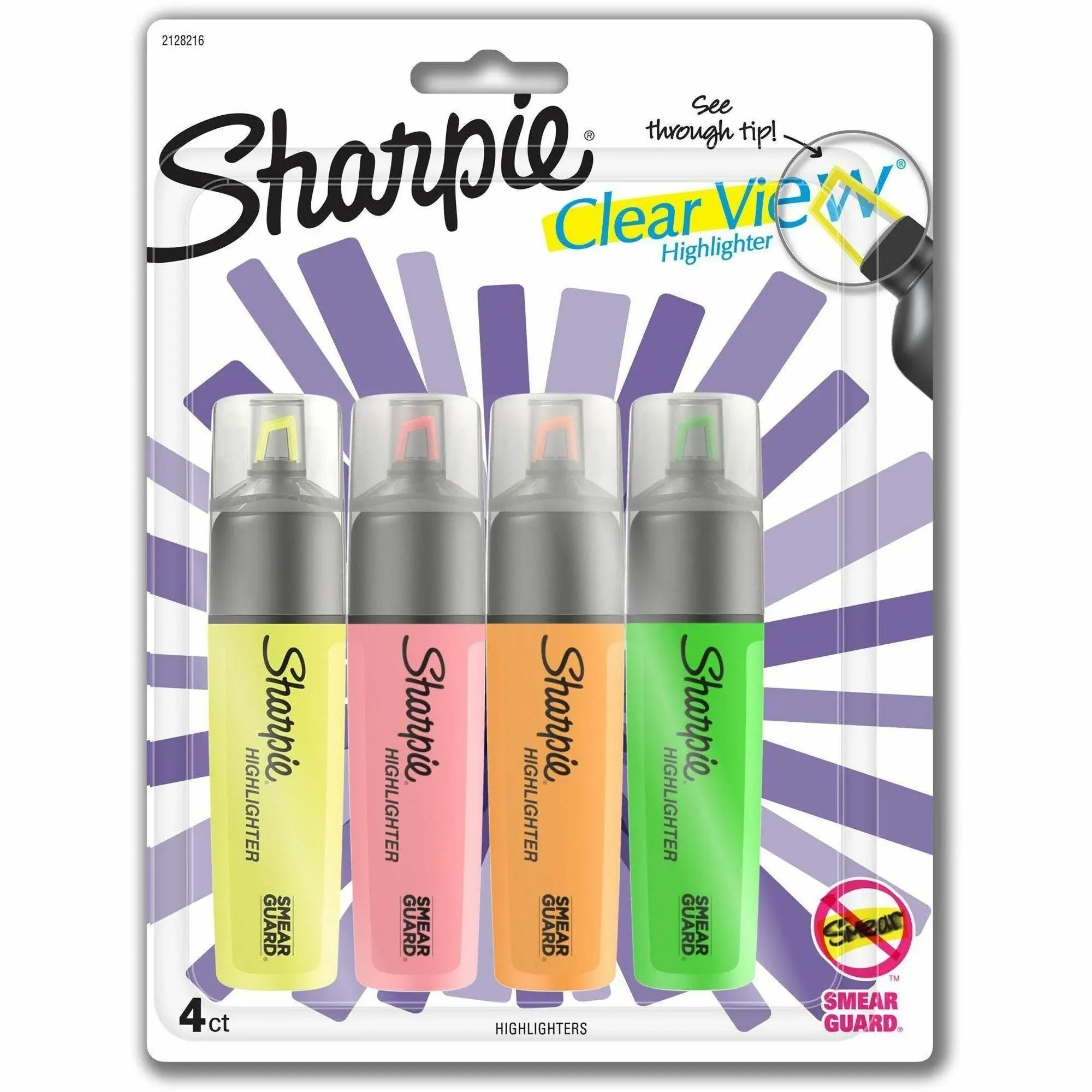 Sharpie Clearview Highlighter Blade Tip Assorted Ink 4-Pack