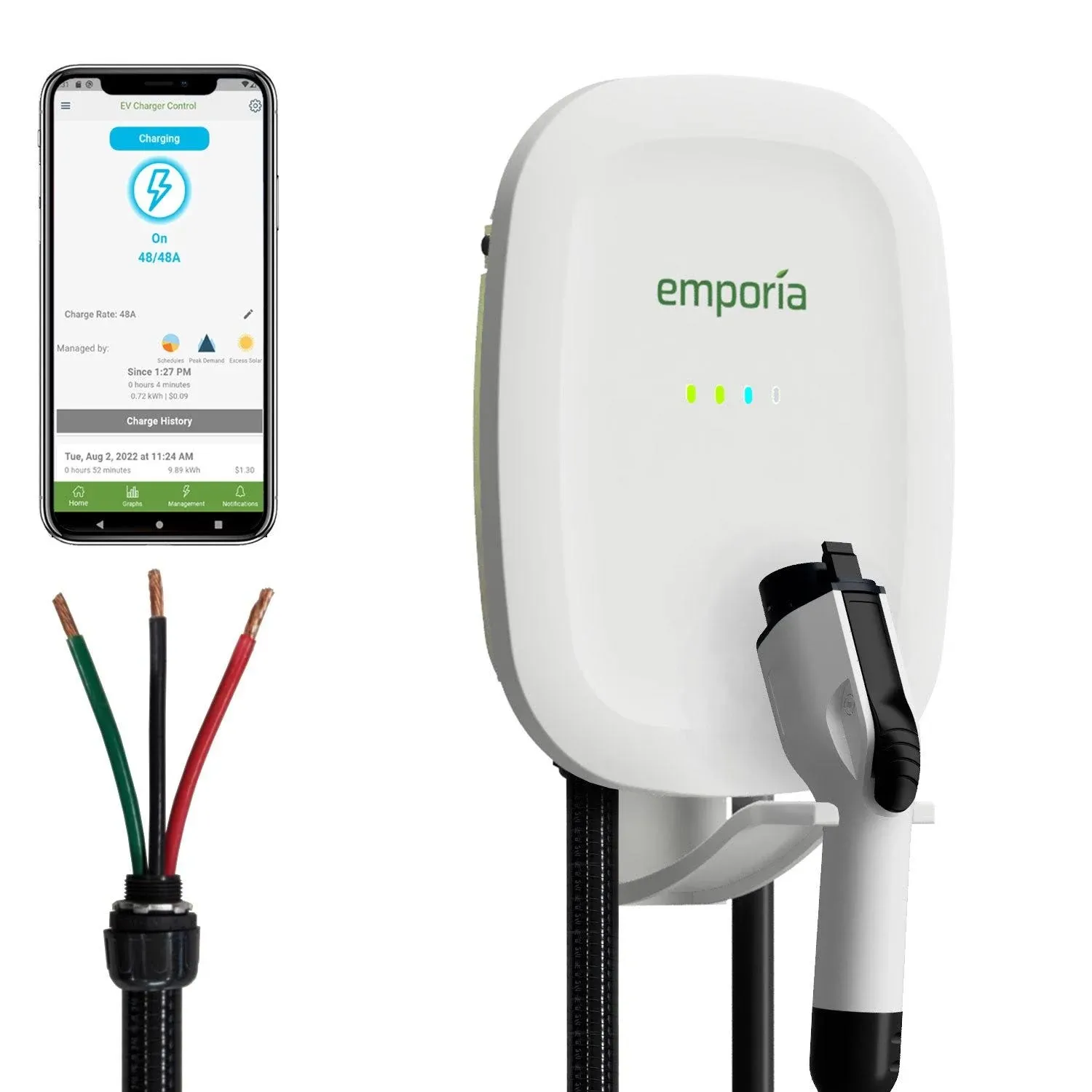 Emporia - EV Charger / Hardwire / J1772 - White