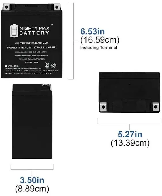 Mighty Max Battery YTX14AHL 12V 12Ah Battery