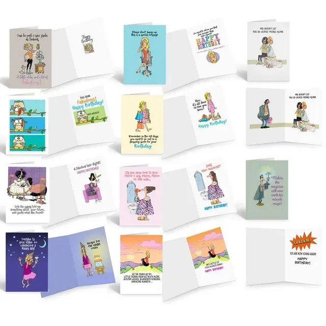 Stonehouse Collection Funny Birthday Cards for Women- Full Color Greeting Inside! - Bulk Set Birthday Cards - Boxed Birthday Cards with Greeting