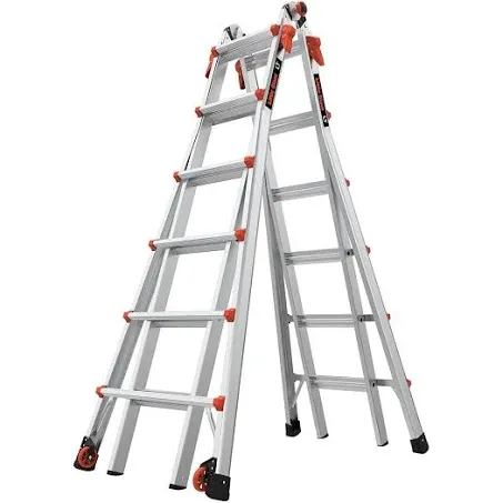 Revolution 2.0, Model 26 - ANSI Type IA - 300 lb Rated, Aluminum Articulated Extendable Ladder with TIP & Glide Wheels