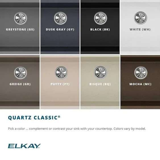 Elkay Quartz Classic Greystone Double Offset Bowl Drop-In Sink