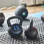 BalanceFrom Wide Grip Kettlebell Exercise Fitness Weight Set, 3 Piezas: 5 Libras, 10 Libras y 15 Libras Kettlebells