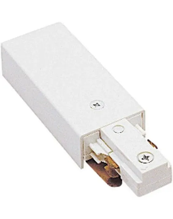 WAC Lighting H Track Live End Connector, White - HLE-WT