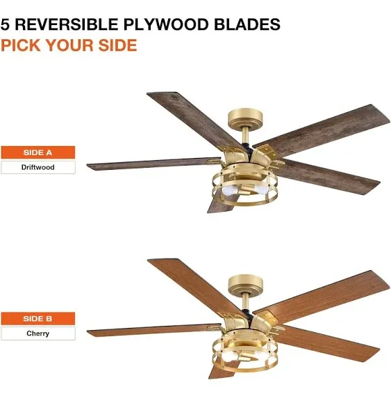 Prayag 52" Industrial Downrod Mount Reversible Ceiling Fan with Lighting and Remote Control