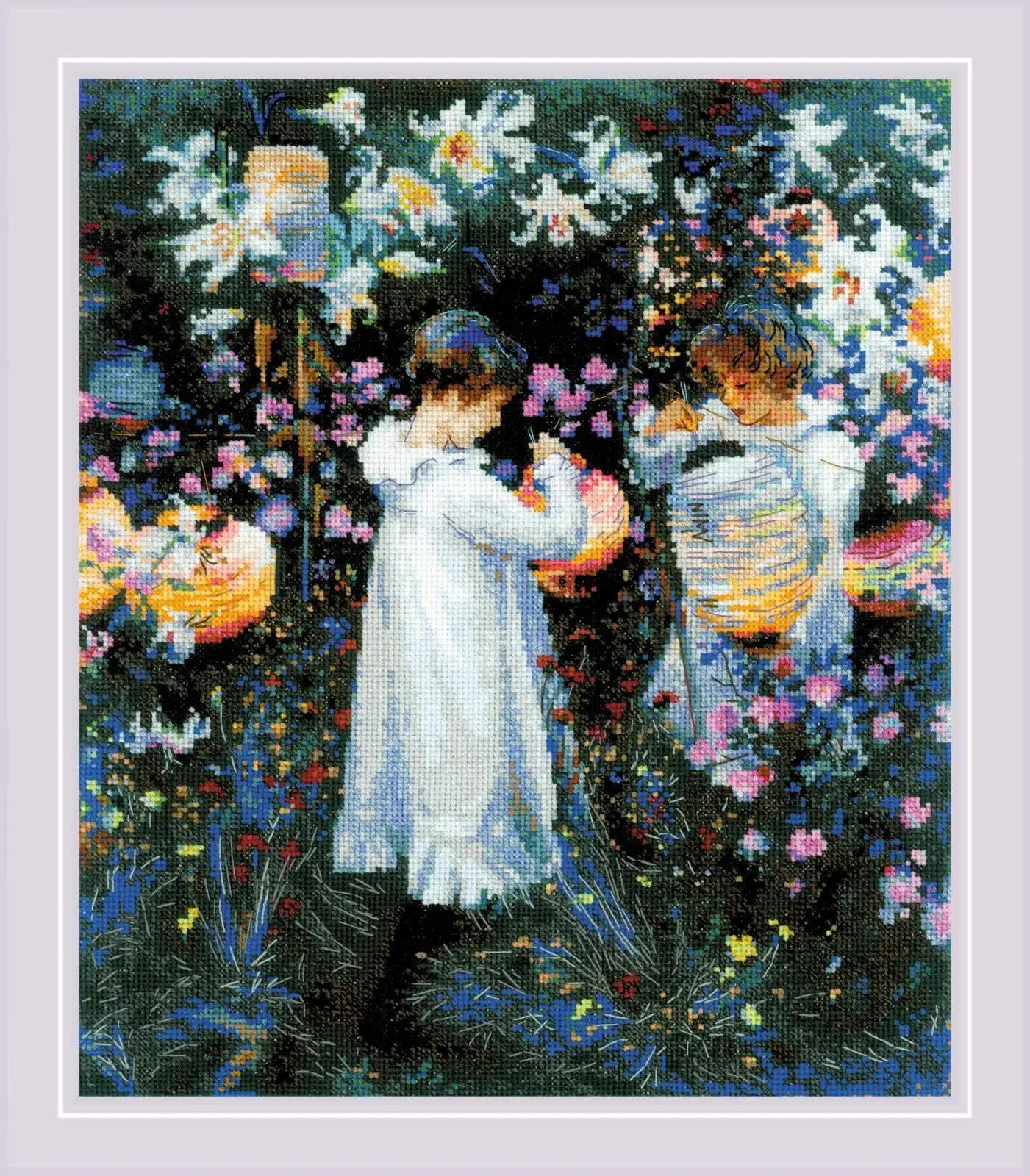 RIOLIS Cross Stitch Kit Carnation, Lily, Lily, Rose, J. S. Sargent