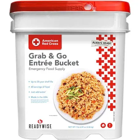 ReadyWise American Red Cross Grab & Go Entree Bucket Emergency Food Supply