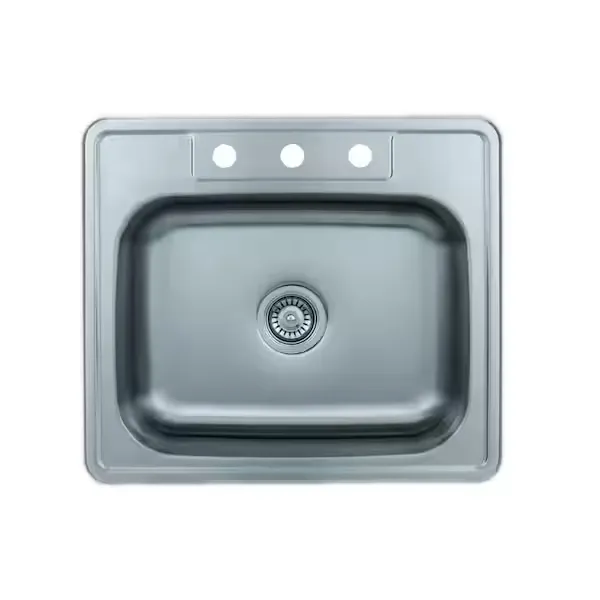 Wells Sinkware 25" 20-Gauge Drop-In 3-Hole Single Bowl ADA Compliant Stainless Steel Kitchen Sink with Strainer