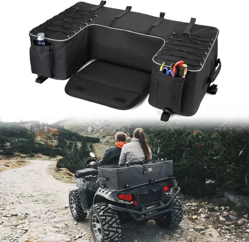 ATV Part Rear Rack Back Seat Storage Pack Luggage Bag Cushion Pad Padded Black