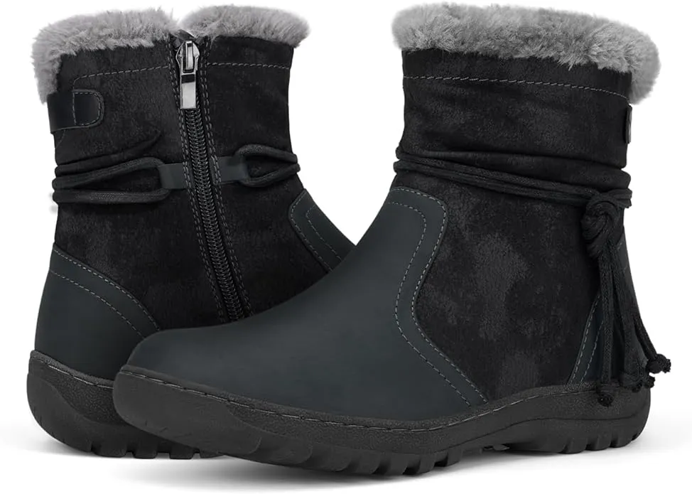 Rollda Women's Winter Boots Faux Fur Lined Snow Boots Warm Zipper Ankle Boots for Women