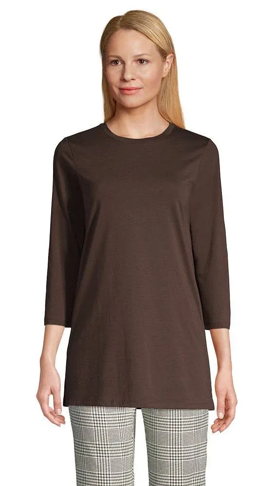 Lands' End Women's 3/4 Sleeve Supima Cotton Crewneck Tunic