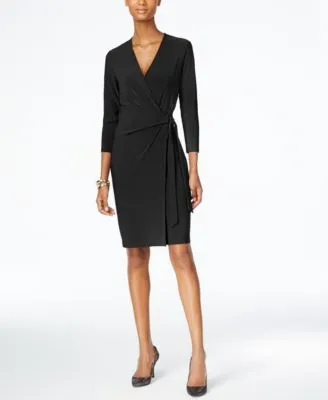 Anne Klein Mesh Midi Wrap Dress