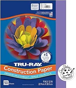 Pacon Tru-Ray Heavyweight Construction Paper, Violet, 9" x 12", 50 Sheets