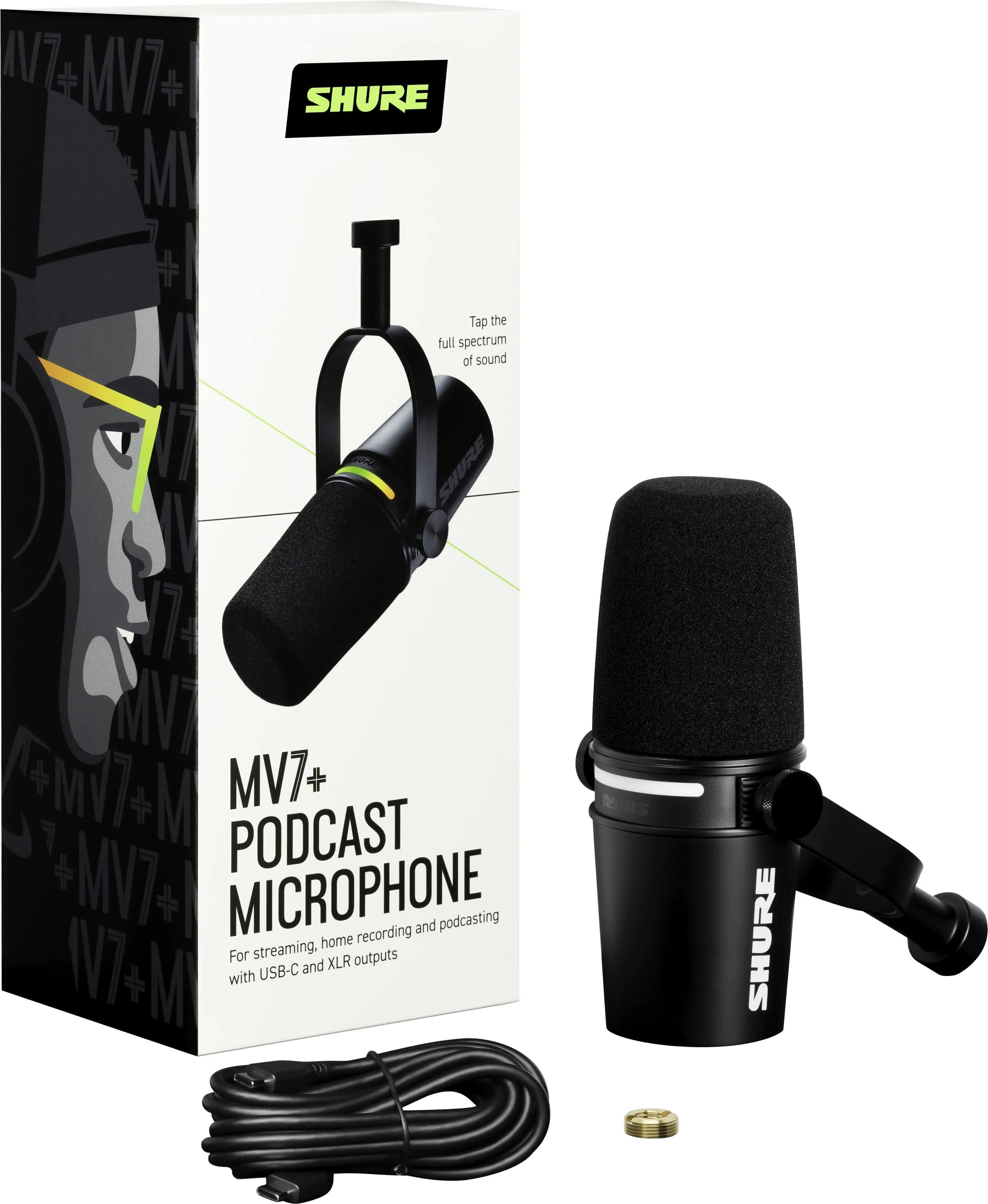 Shure MV7+ Podcast XLR/USB Microphone (White)