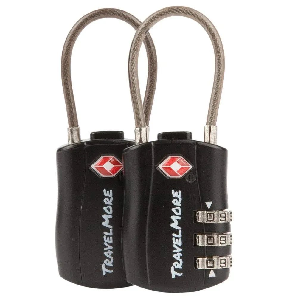 2 Pack TSA Approved Travel More Combination Cable Luggage Locks Suitcases Bags