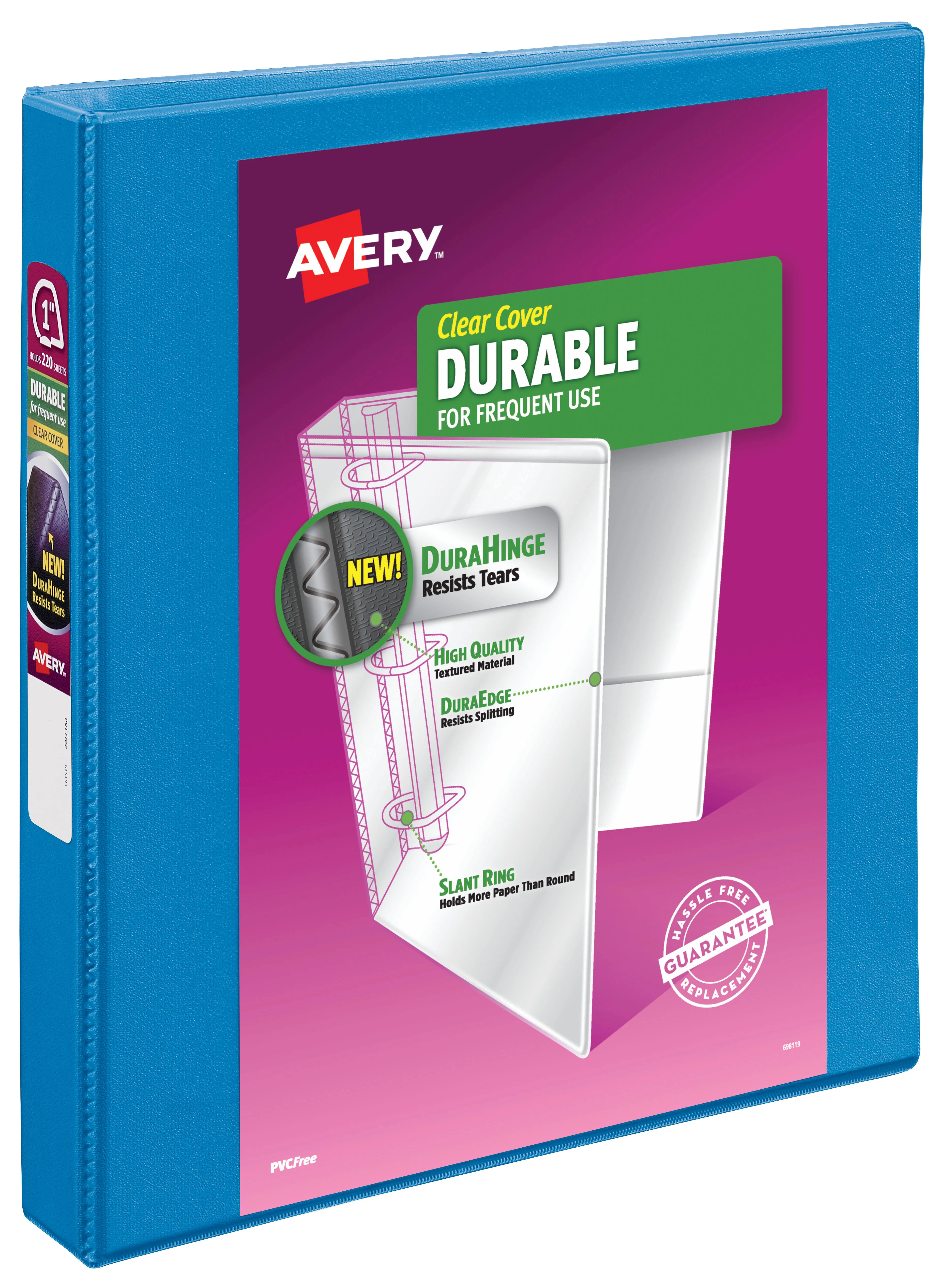 Avery 17831 Durable View Binder with 1" Ring, Blue, 1 Binder