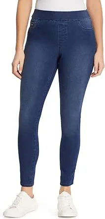 Nedda - Nine West Women&#x27;s Stretch Denim Mid-Rise Elastic Waist Heidi Pull On Pan