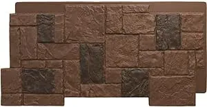 Ekena Millwork 49"W x 24 1/2"H x 1 1/4"D Castle Rock Stacked Stone, StoneWall Faux Stone Siding Panel, Canyon Brown