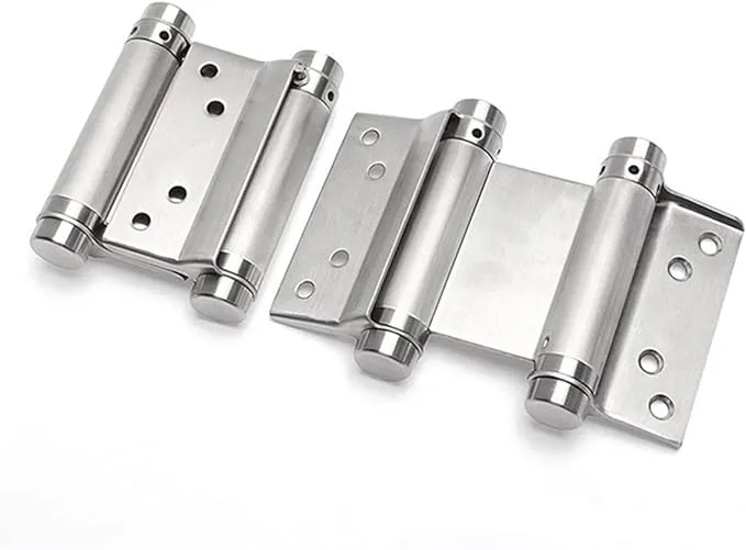 Ranbo 3 Inch Double Action Spring Hinges 304 Stainless Steel Self Closing Two Way Acting Hinges for Exterior Cafe Saloon Pub Swinging Doors, Including Pins and Screws, 1 Pair, Brushed