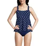 Lands' End Women's Flutter Scoop Neck Tankini Top - Deep Sea Polka Dot