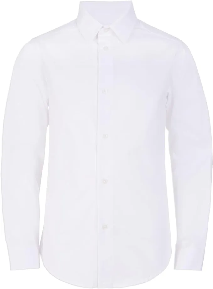 Calvin Klein Boys Solid Stretch Poplin Shirt - White - 4