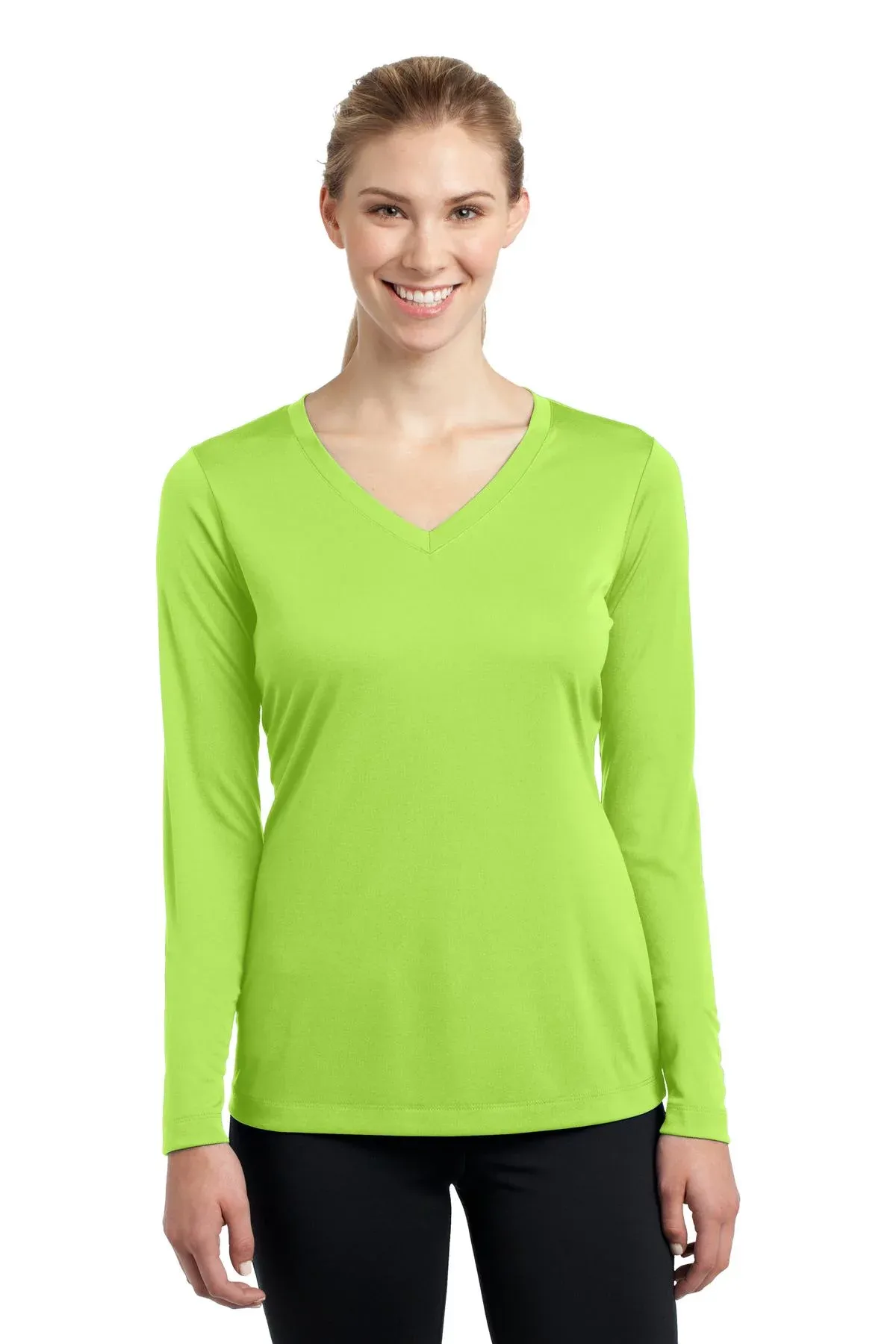 Sport-Tek LST353LS - Ladies Long Sleeve PosiCharge Competitor & V-Neck Tee M Lime Shock