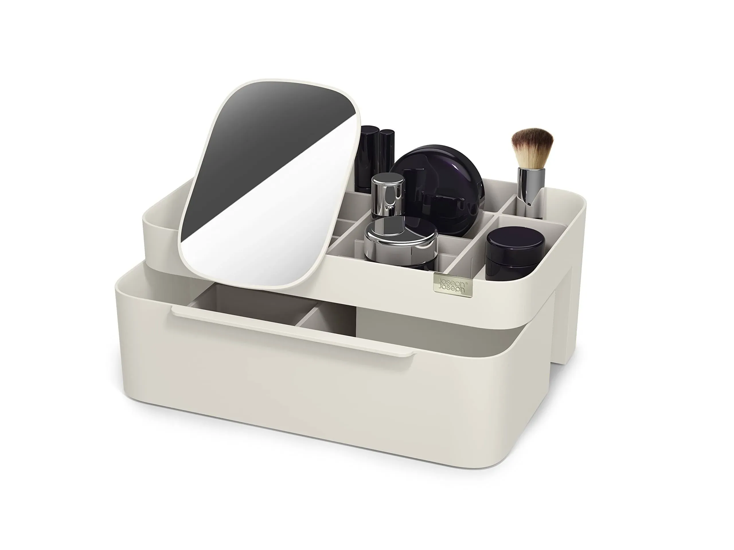 Joseph-Joseph Viva Large Cosmetic Organizer with Removable Mirror - Shell