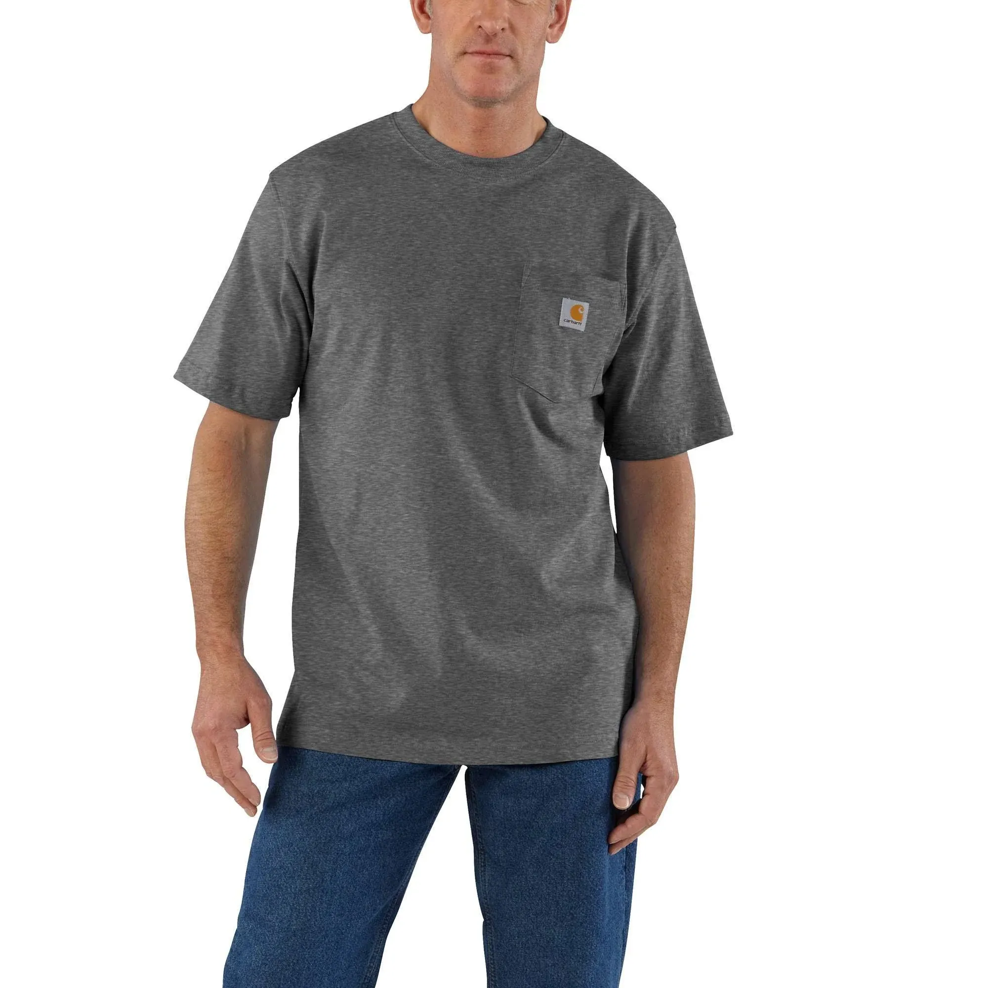 Carhartt Men's K87 Loose Fit Heavyweight Short-Sleeve Pocket T-Shirt | Carbon Heather | XS